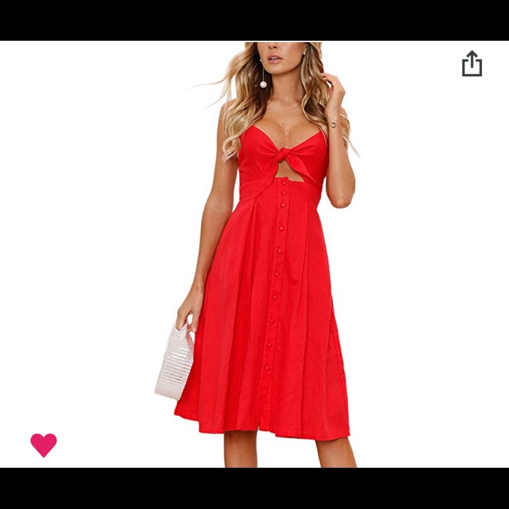 Women’s red spaghetti strap tie front dress